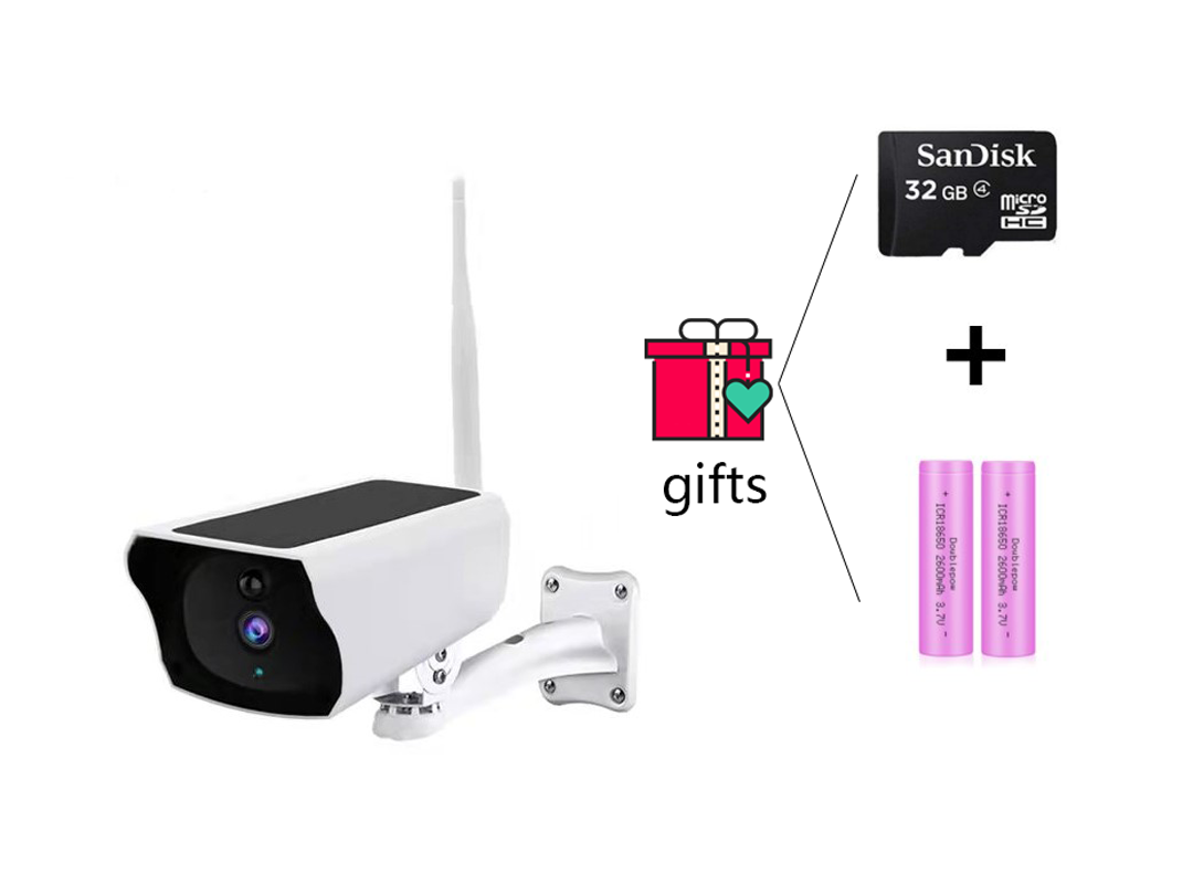 BDI Security Wi-Fi Camera with Solar & Battery Powered & Full HD Outdoor/Indoor CCTV Pack(Include Batteries and 32G SD Card)