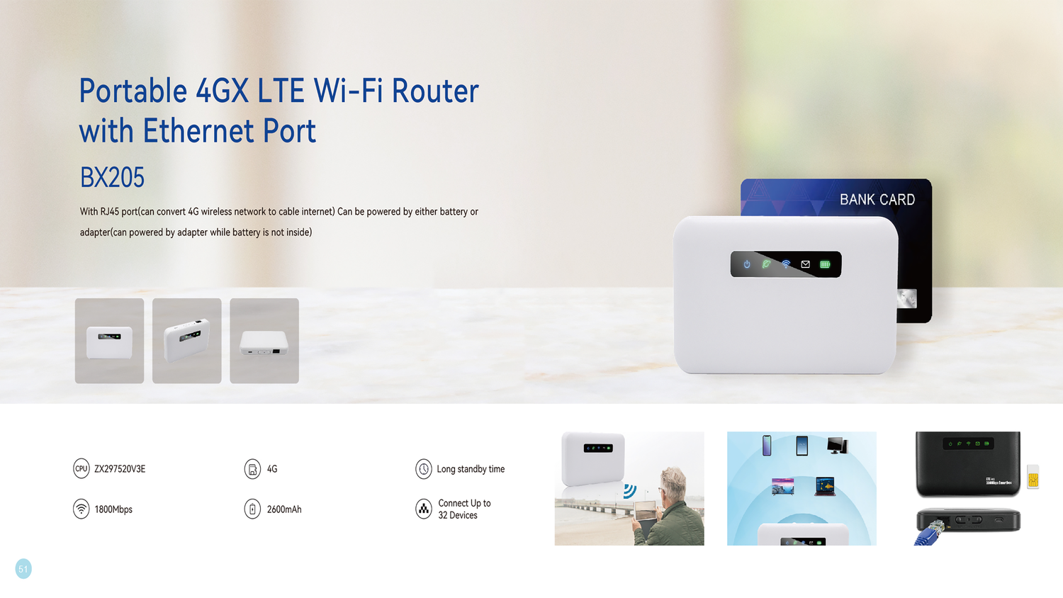 BDI Portable 4GX LTE WiFi Router with Port BDI Technology