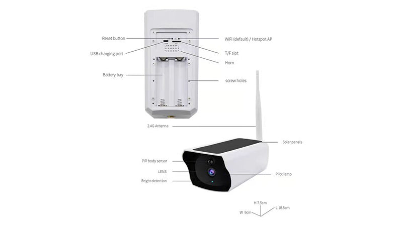 BDI Security Wi-Fi Camera with Solar & Battery Powered & Full HD Outdoor/Indoor CCTV Pack(Include Batteries and 32G SD Card)