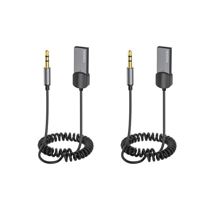 Aluminum Alloy 3.5mm AUX Car Adapter Hands-Free Calling BT5.0 Bluetooth Car Audio Wireless Receiver---2Pack