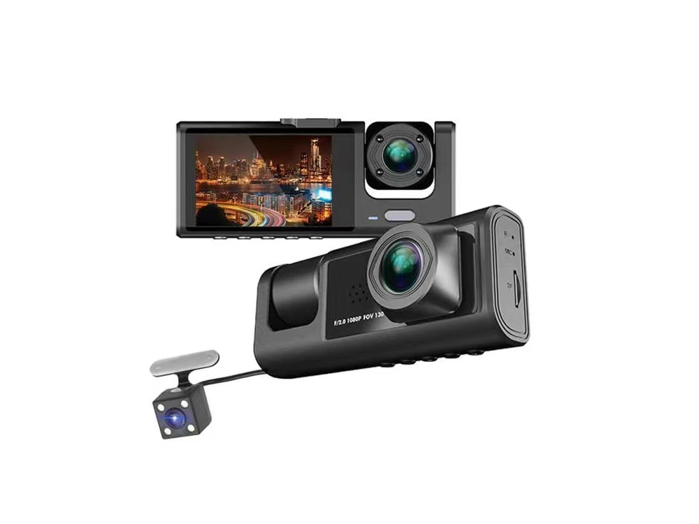 BDI 3 Camera Dash Cam 1080P Front and Inside 2 Inch Screen Dashcam Black Box Driver
