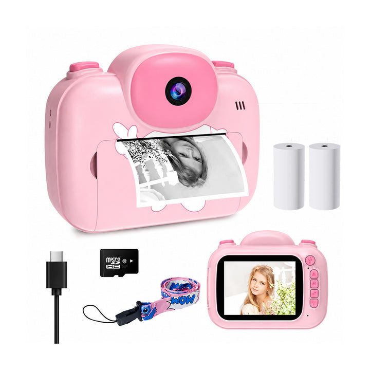 KC9 Creative Printing Kids Camera –Instant B&W Print 5 Games MP3 Player for Ages 3-14（Pink）
