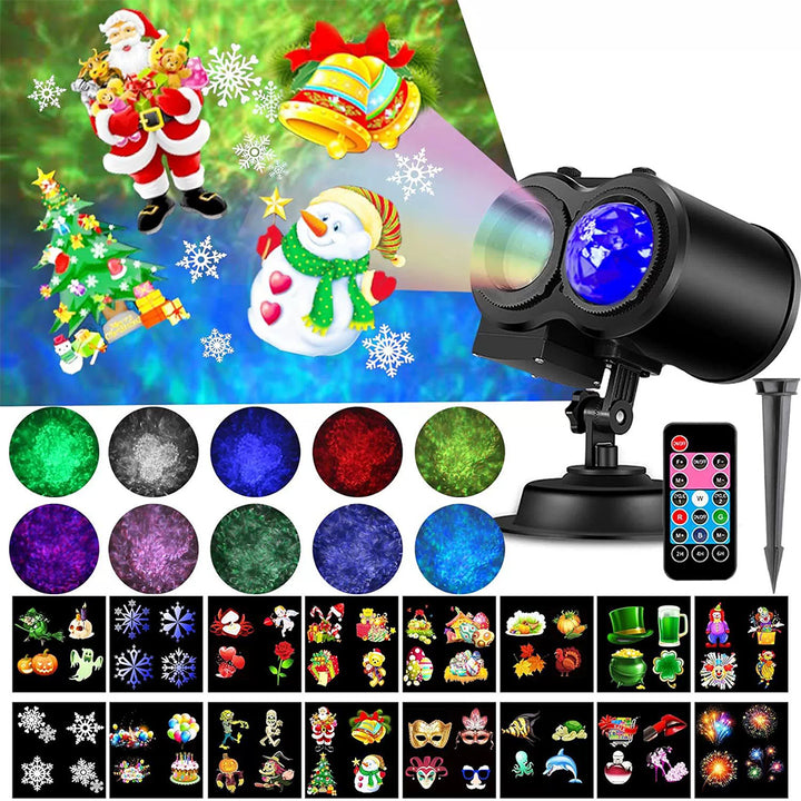 Outdoor Waterproof Projection Light – Ocean Wave & Anime Patterns 16 Cards Remote Control for Garden & Patio
