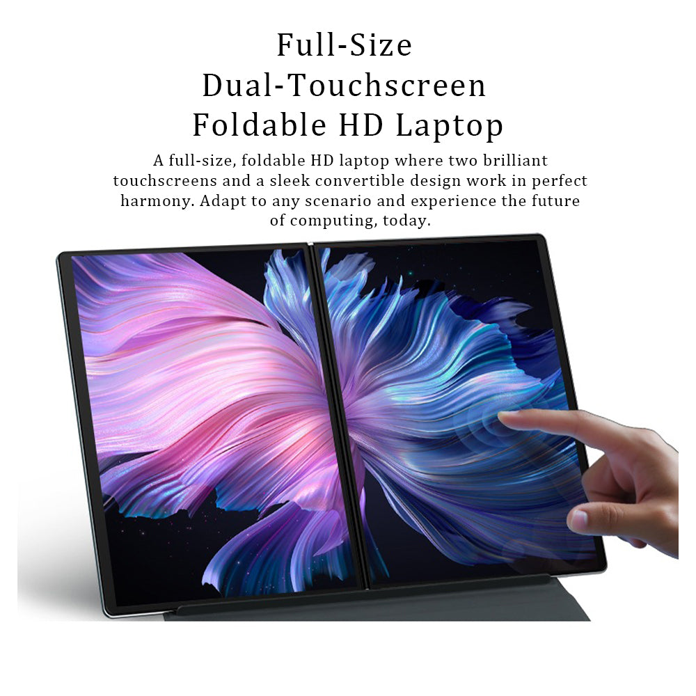 2 In 1 Desktop Computer Dual Screen Laptop - 14inch 2-in-1 Foldable Computer with Dual Touchsc ...